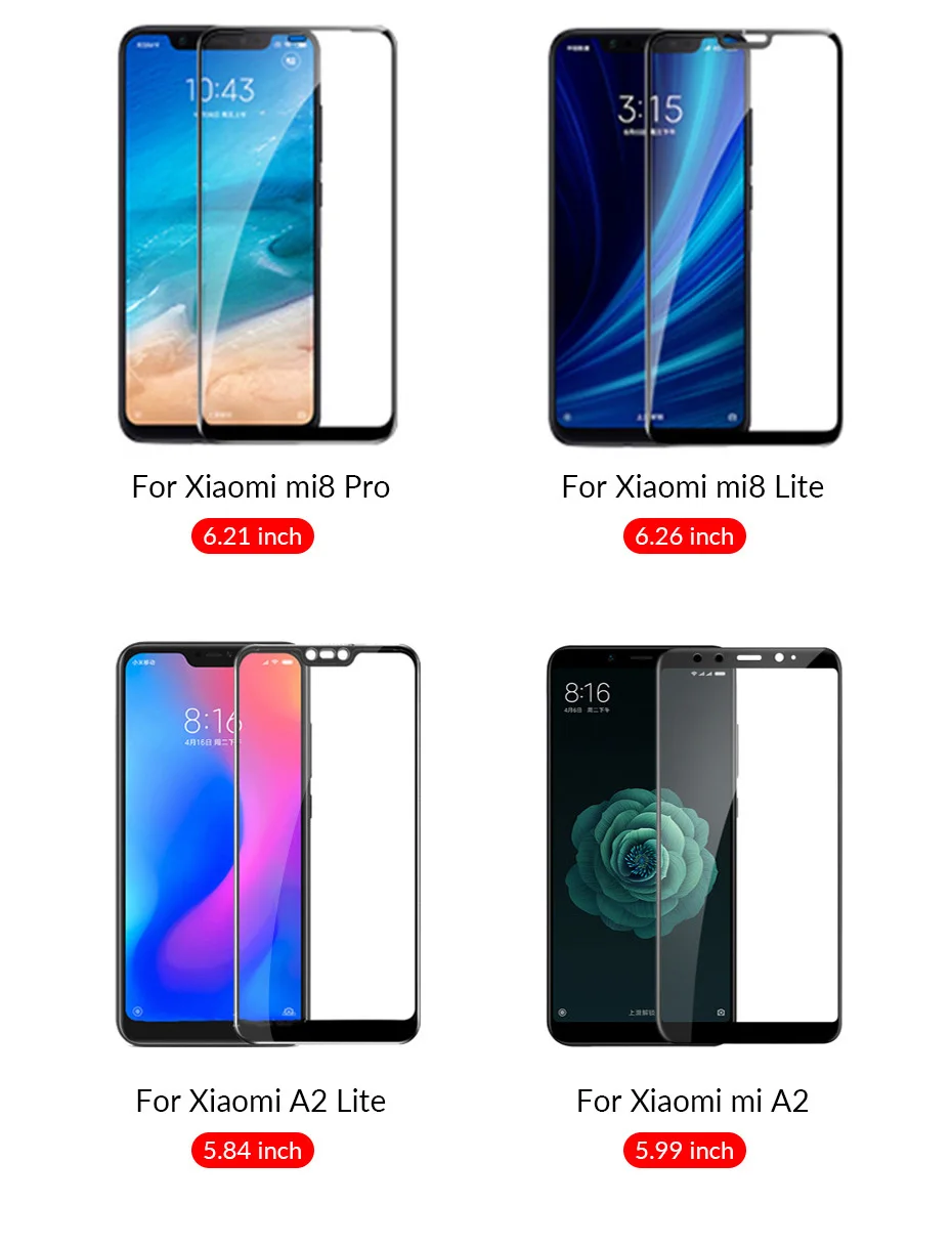 9D изогнутое закаленное стекло для Xiaomi mi 8 mi 8 A2 Lite защита экрана полное покрытие Защитное стекло для Xiaomi mi 8 A2 Lite Pro SE