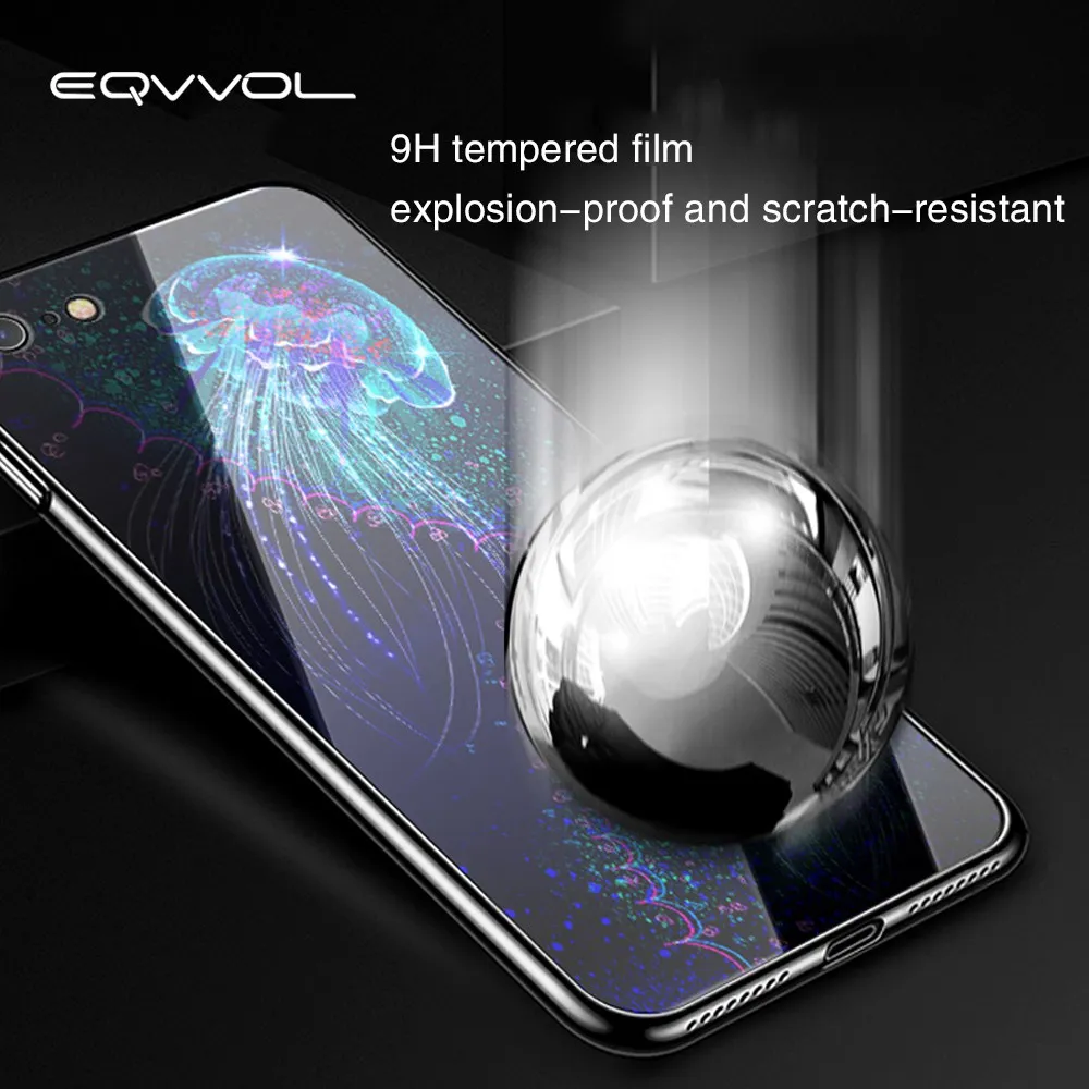 Eqvvol закаленное стекло ТПУ чехол для iPhone X 8 плюс защитный мобильного телефона 6 Plus
