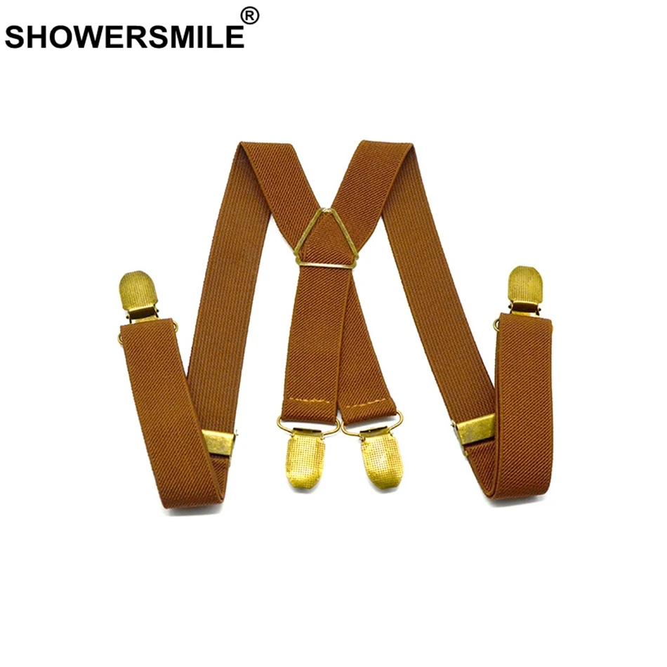 SHOWERSMILE бабочка подтяжки набор 4 Зажимы для взрослых коричневые подтяжки женские брюки пояс унисекс подтяжки ремни мужские подтяжки обтягивающие