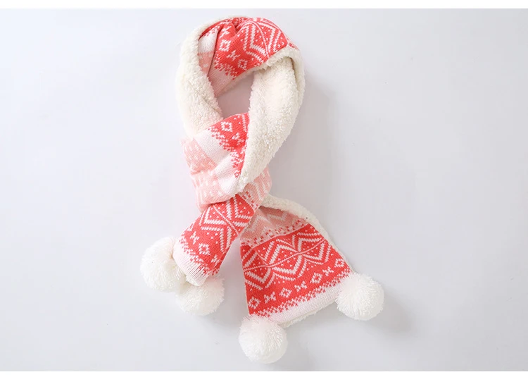 Scarf Зимняя детская вязаная шапка/шарф, модная уплотненная шапка с геометрическим узором, шапка с ушками, теплая детская шапка на Рождество, Год, снежная шапка s - Цвет: Scarf