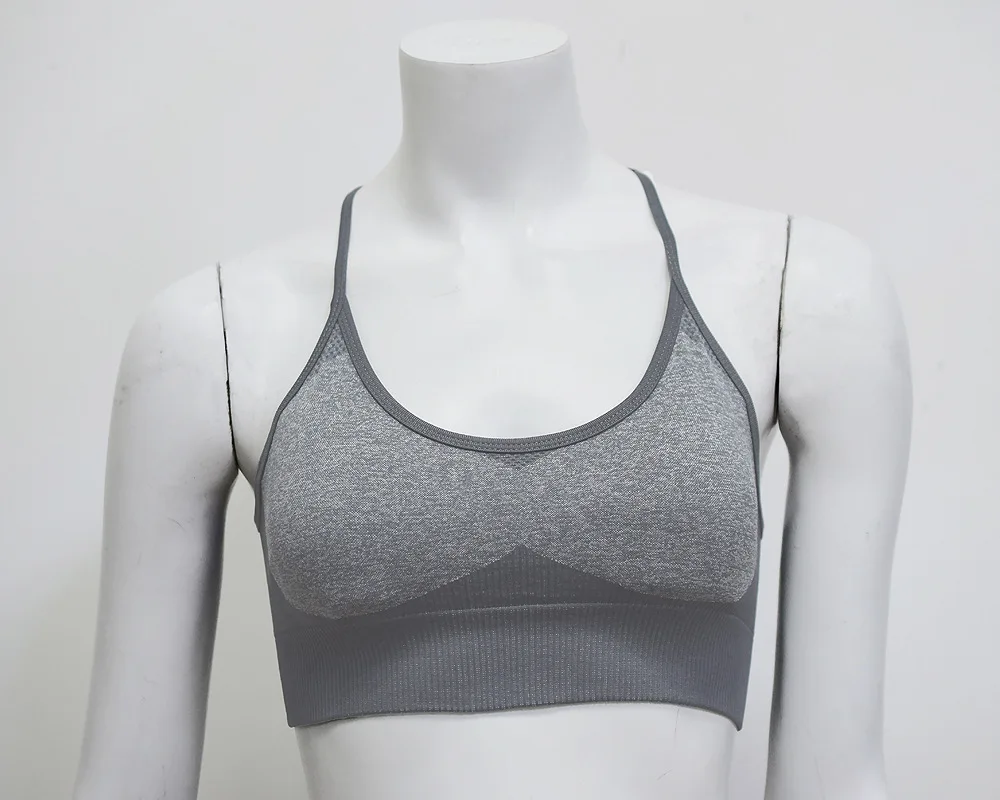 Gray CHRLEISURE бесшовный Женский бюстгальтер для фитнеса, летний Однотонный женский топ для тренировок, женский бюстгальтер для бодибилдинга - Цвет: Gray