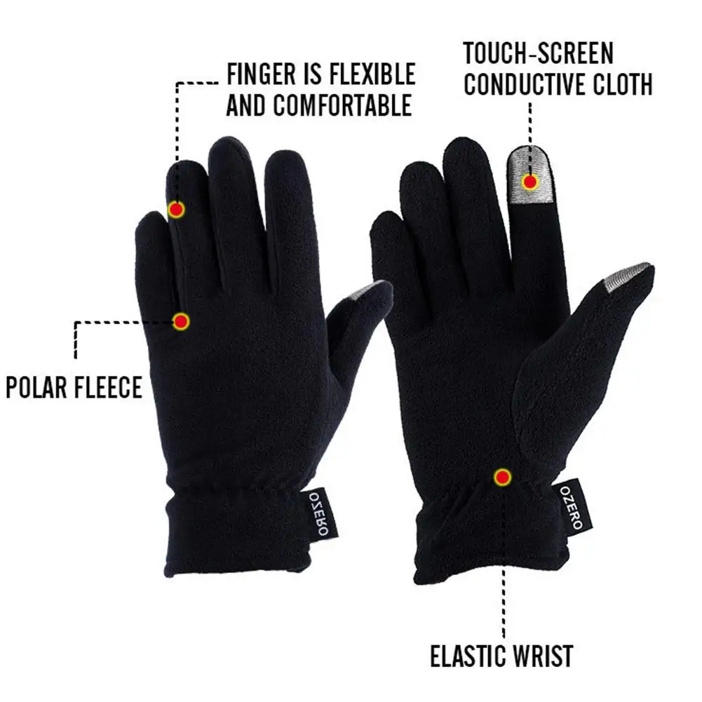 Водонепроницаемые зимние теплые перчатки мужские флисовые Зимние двухслойные