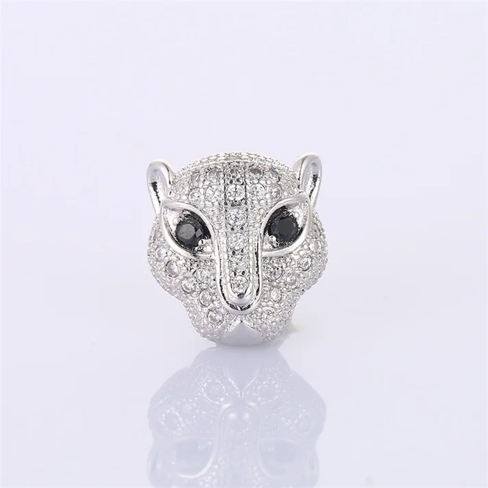as photo Хит, голова животного, Bijoux, циркон, пантера, плавающие амулеты для браслетов и ожерелья, большие микро медные застежки, ювелирные изделия Berloque - Окраска металла: as photo