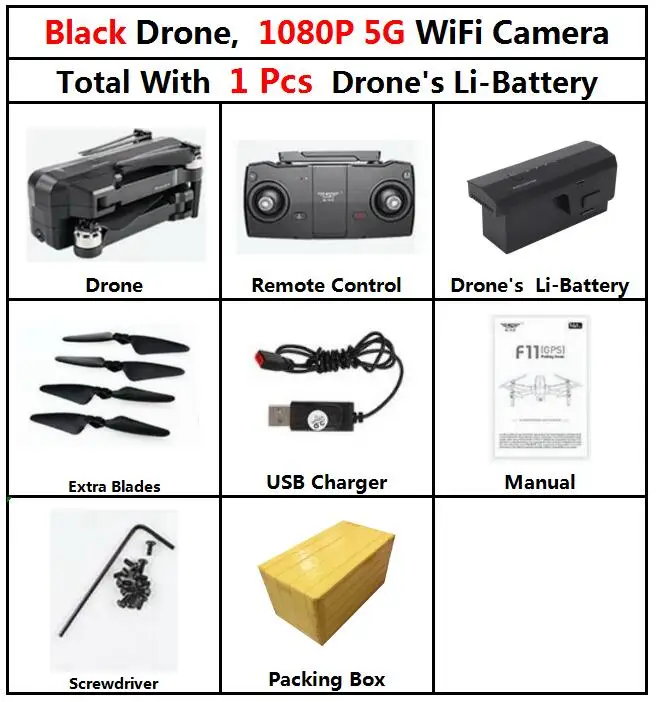 f11 1080p 1b SJRC F11 gps Дрон с Wifi FPV 1080P камера бесщеточный Квадрокоптер 25 минут время полета управление жестами складной Дрон Vs SG906 - Цвет: f11 1080p 1b