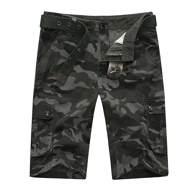 Шорты Карго мужские летние с несколькими карманами однотонные пляжные шорты