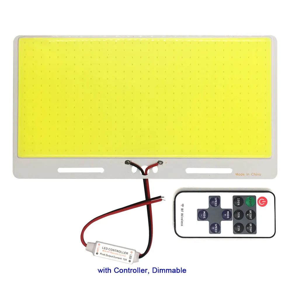with Dimmer 220*120 мм Ультра яркий 12 В COB светодиодный панельный светильник 200 Вт чип на Baord 6500K холодный белый цвет DC12V Светодиодный светильник для DIY декора автомобильных ламп - Испускаемый цвет: with Dimmer