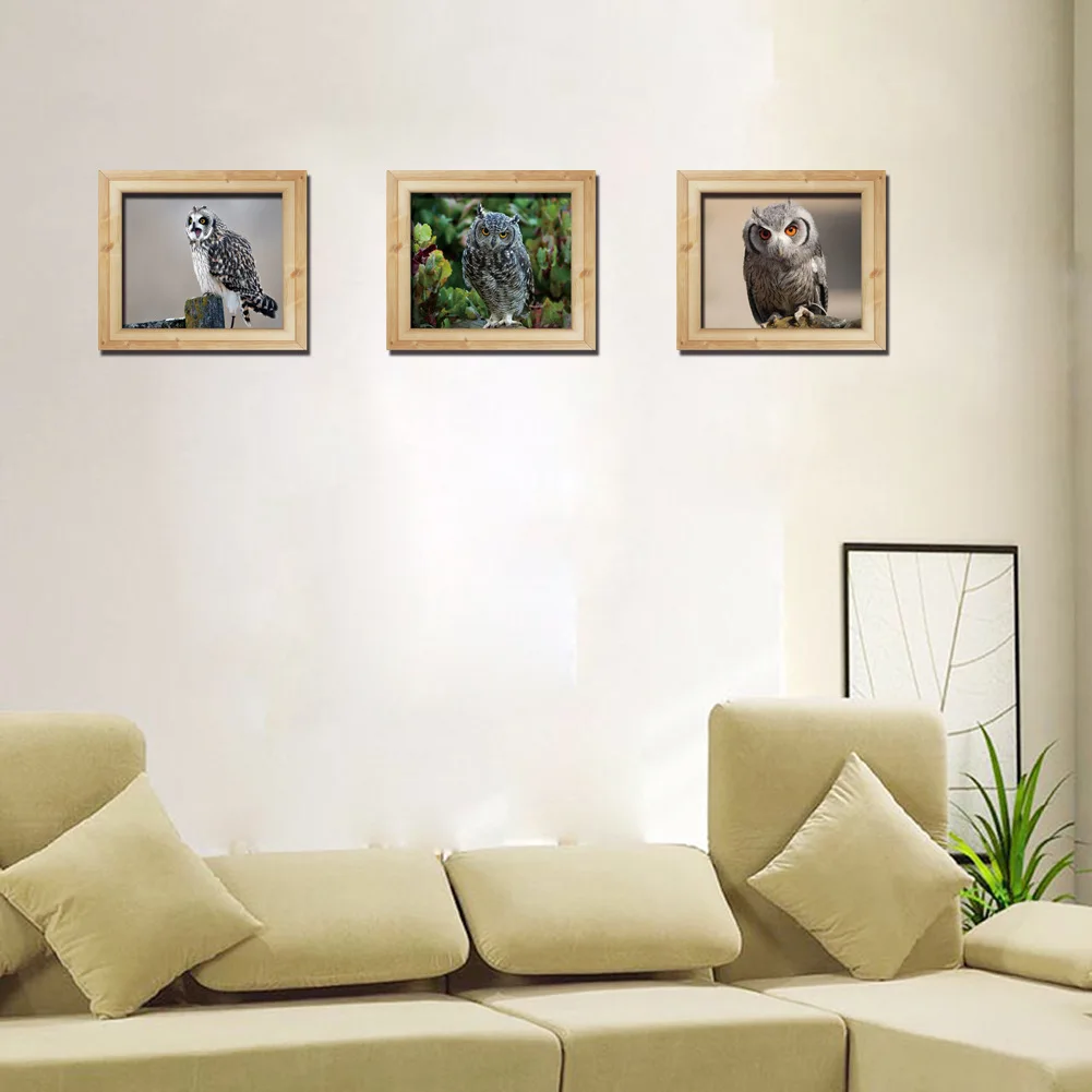 Stereoscopic 3D Sticker False Frame Owl Animal PVC Decoration Wall Creative Art Vinyl Home Decor Living Room Mural | Дом и сад