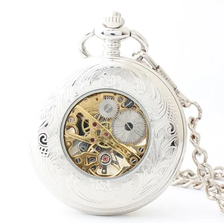 20 шт./Лот Серебряный летающий дракон часы ожерелье полые Римский циферблат