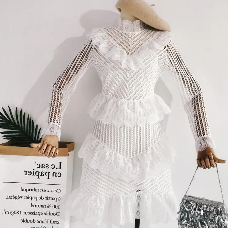 2019 Новое весеннее открытое женское модное платье с длинным рукавом для подиума