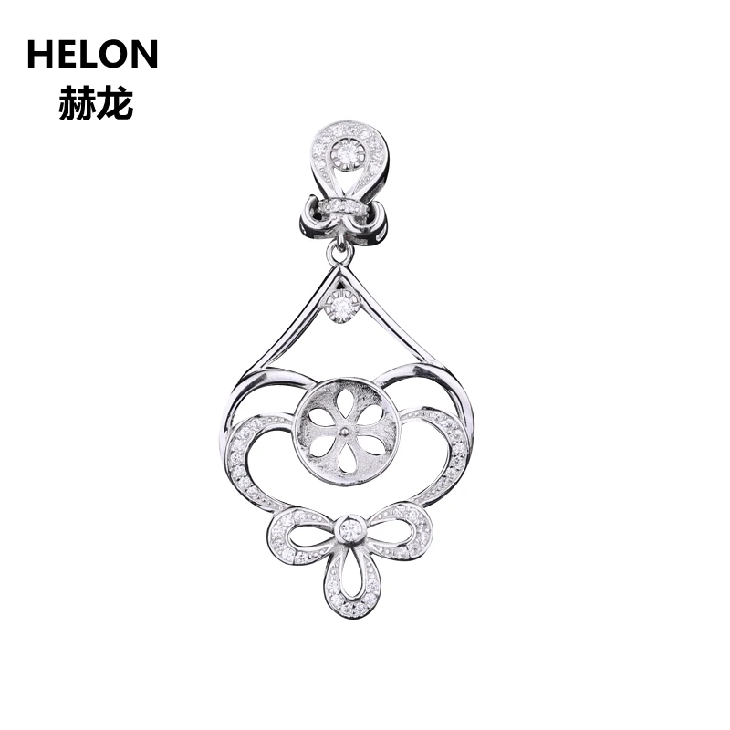 

925 Sterling Silver Women Pendant CZ Cubic Zirconia 8-12mm Pearl Round Bead Semi Mount Pendant Wholesale