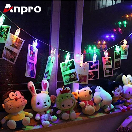 Anpro 1 5 м 12 светодиодов батарея мощность фото зажимы держатель струнный светильник