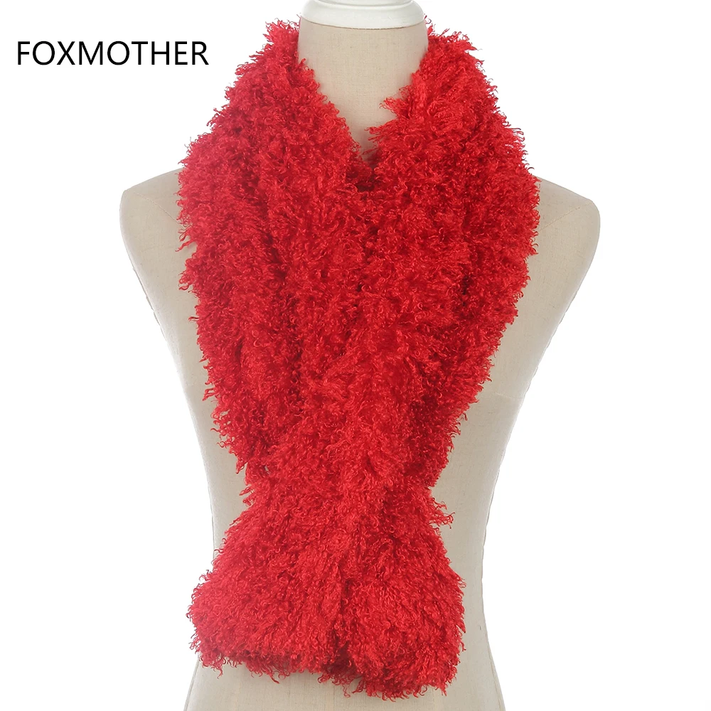 FOXMOTHER новая зимняя мода мягкий серый кофе красный искусственный флис шеи теплый воротник шарф для женщин