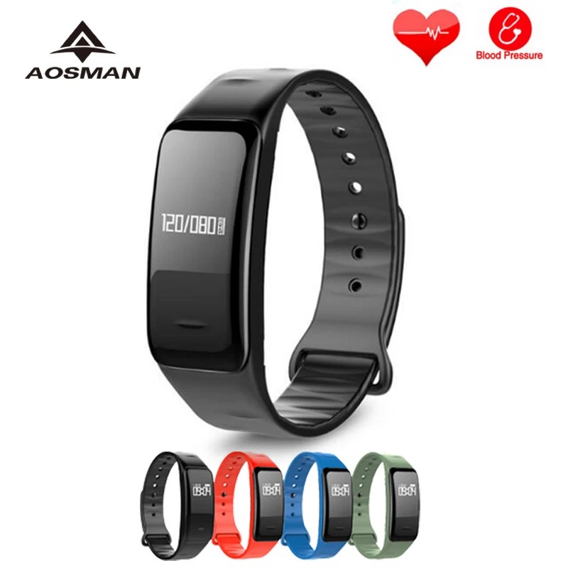 AOSMAN крови Давление монитор сердечного ритма часы C1 смарт браслет Фитнес reloj