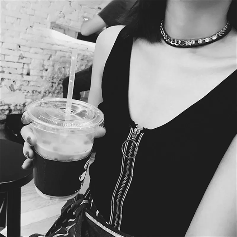 N038.Chain сплайсинга Персонализированная кожа двойная цепь ожерелье|Колье| |