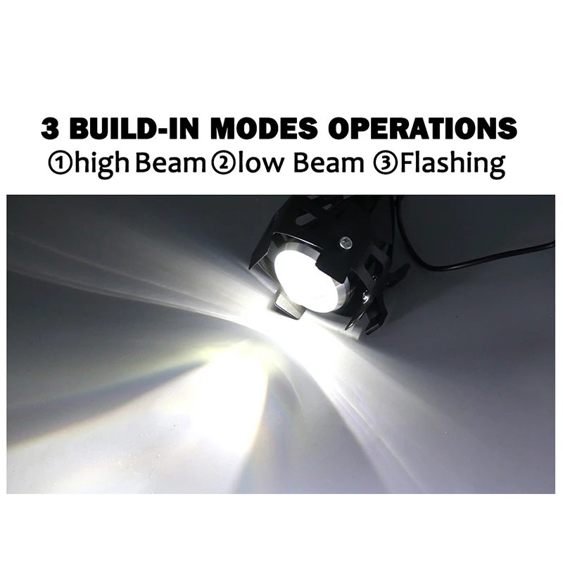 Motorcycle Headlight Motorbike Upper Low Beam Flash Motos 125W U5 LED Waterproof 12V spotlight Driving car Fog Spot Head Light |
