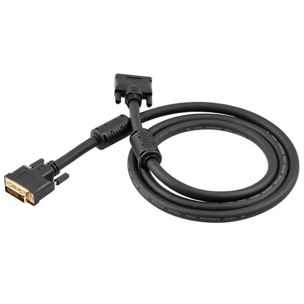 Премиум 26AWG OD10mm DVI-D 24+ 1 Dual Link Мужской Цифровой видеокабель шнур позолоченный с ферритовым сердечником поддержка 2560x1600 - Цвет: Черный
