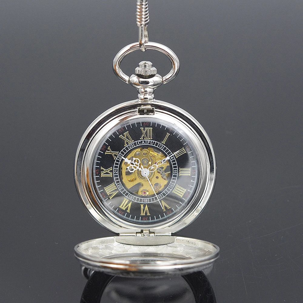 Мужские часы скелетоны в стиле стимпанк прозрачный механический серебристый