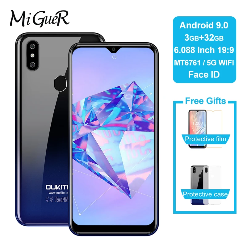 OUKITEL C15 PRO + 6 088 &quotFHD 19:9 экран капли воды Android 9 0 MT6761 3 Гб RAM 32 ROM Face ID 4G LTE 2 4G/5G WIFI