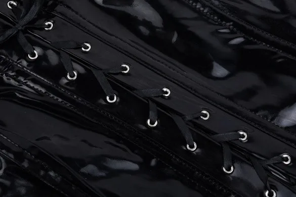 2016 стимпанк длинный Wetlook Винил ПВХ корсет платье сексуальные корсеты и бюстье