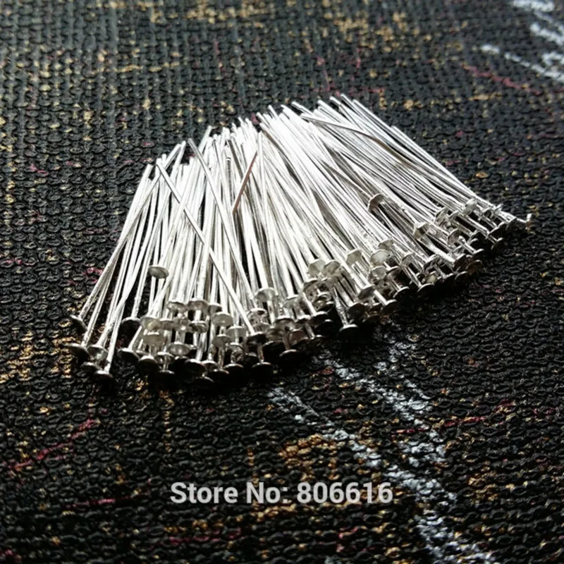 Булавки и иглы из серебра 925 пробы с плоской головкой 20 мм (5 г = 80 шт.)|flat head pins|head