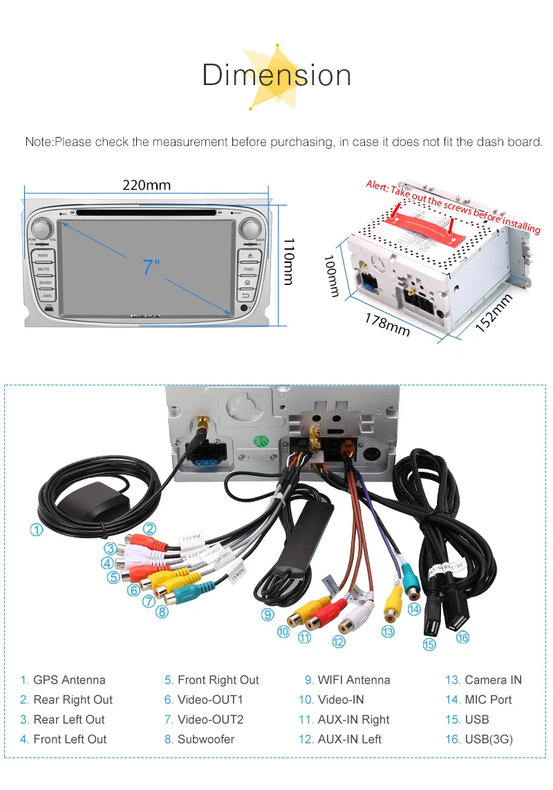 Pumpkin2 Din 7 &quotAndroid 8 0 автомобильный DVD плеер GPS навигация Qcta Core 4G RAM стерео для Ford
