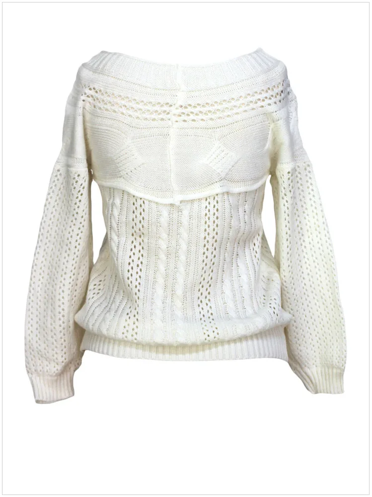 

Fashion Designer Sexy Knitted Sweater Pullover Jumper Women Clothing Winter Top Slash-neck Wool Sweater