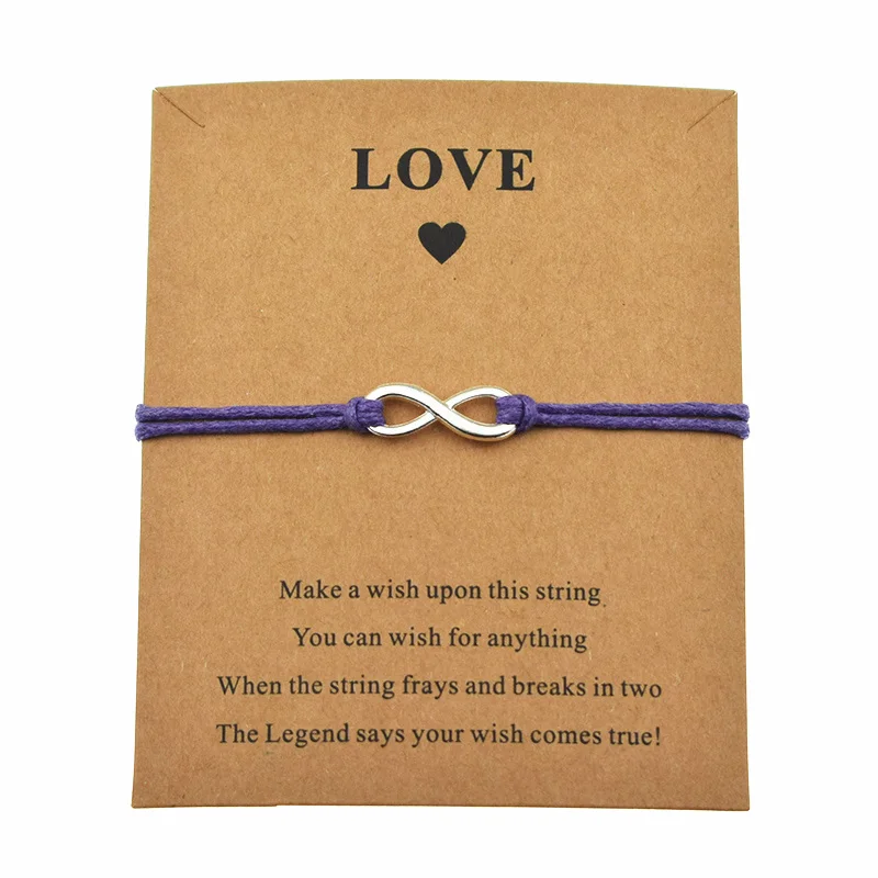 Регулируемые браслеты с надписью Make a Wish Love Card кулоном в форме бесконечности для