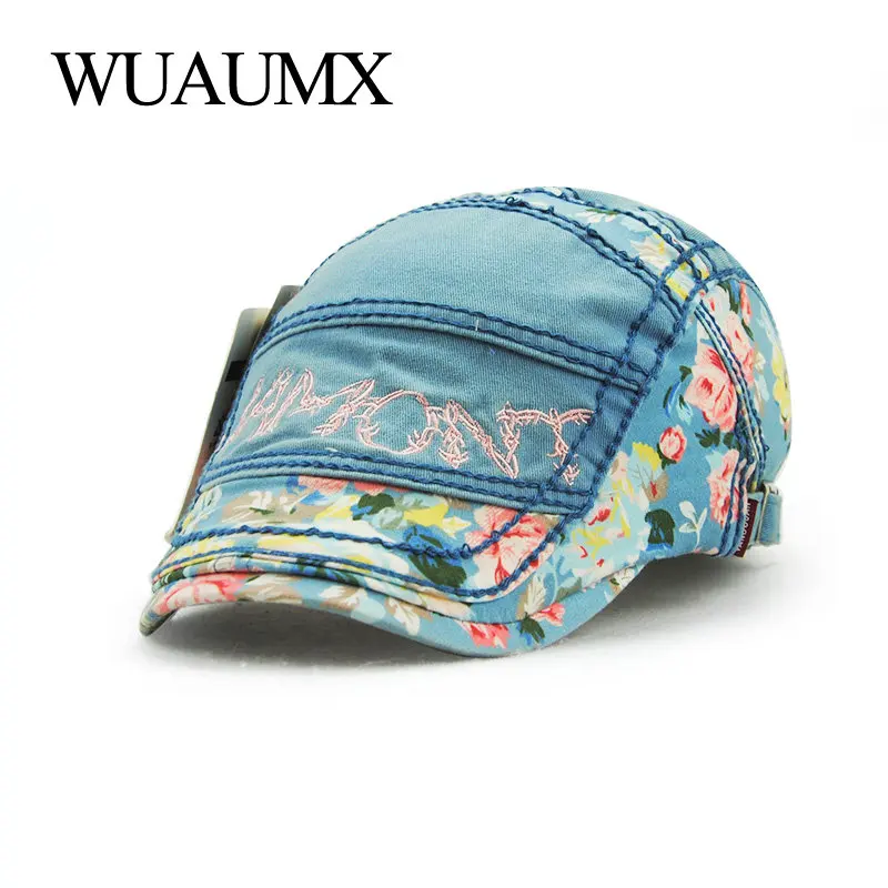 Wuaumx Лето Для женщин берет Шапки печати хлопок Осенняя женская обувь береты