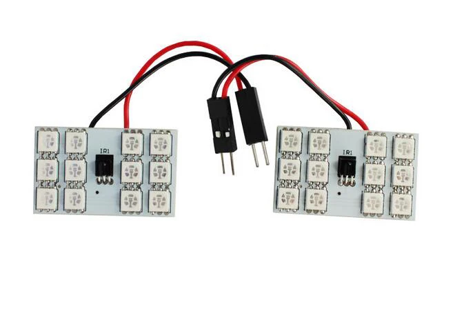 2x гирлянда RGB 12LED 5050SMPanel авто интерьер чтения Карта Лампа светильник Купол пульт