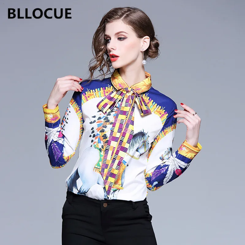 BLLOCUE 2019 весна осень модная женская рубашка с длинным рукавом бантом элегантная