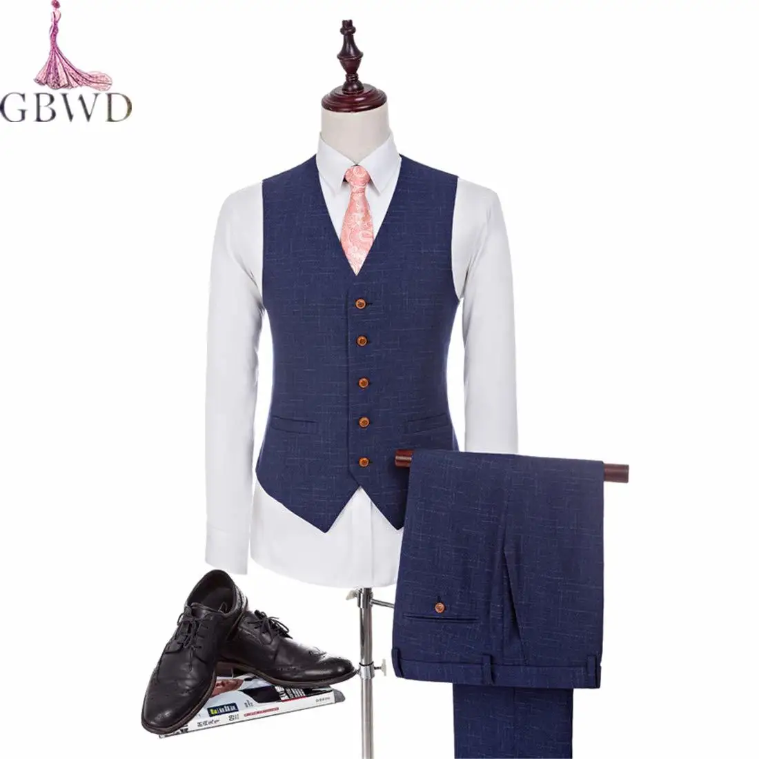 Для мужчин комплект из 3 предметов костюмы Slim Fit Две кнопки Multi-Цвет