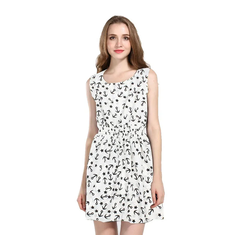 2016 Европа и Америка Весна Повседневное Для женщин платье без рукавов с круглым