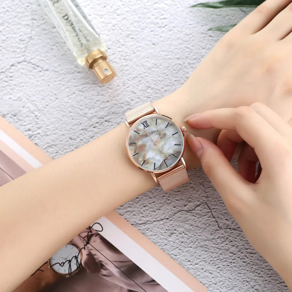Часы наручные MEIBO с мраморным циферблатом d road кварцевые часы из нержавеющей