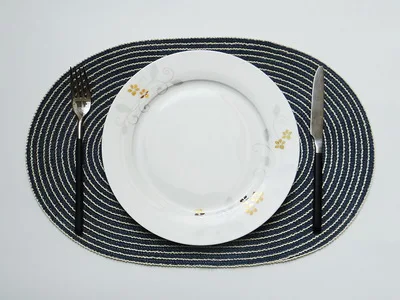 4PC 30x40cm Junwell полиэстер/Котто плетеные разноцветные круглые салфетки Жаростойкие коврики для обеденного стола Нескользящие моющиеся коврики набор - Цвет: 4PC 30x40cm
