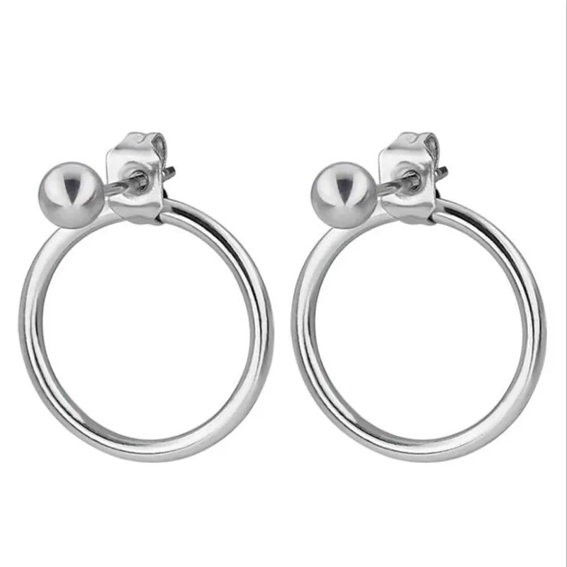 

se074 Titanium Stud Earrings Circle 316l Stainless Steel Earring IP Plating No Fade Allergy Free