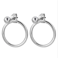 se074 titanium stud earrings circle 316l stainless steel earring ip plating no fade allergy free