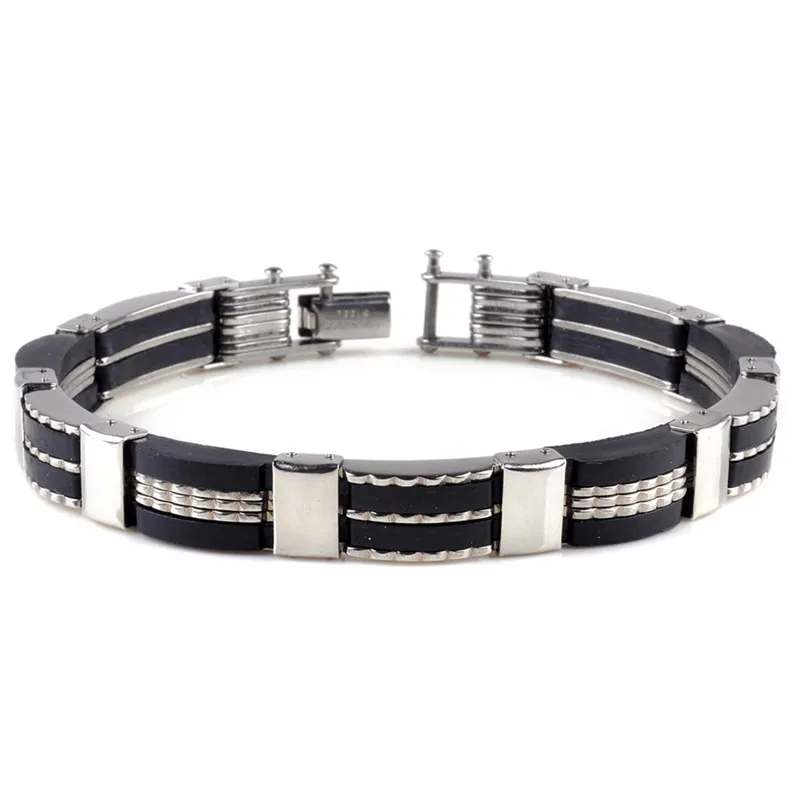 Модный мужской браслет высокого качества из нержавеющей стали и черного