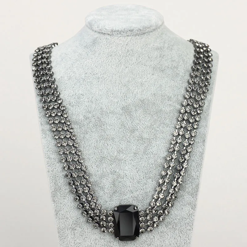 Neoglory Стильный Черный Трава Ожерелье Винтаж Группа Цепь Пистолет Позолоченный
