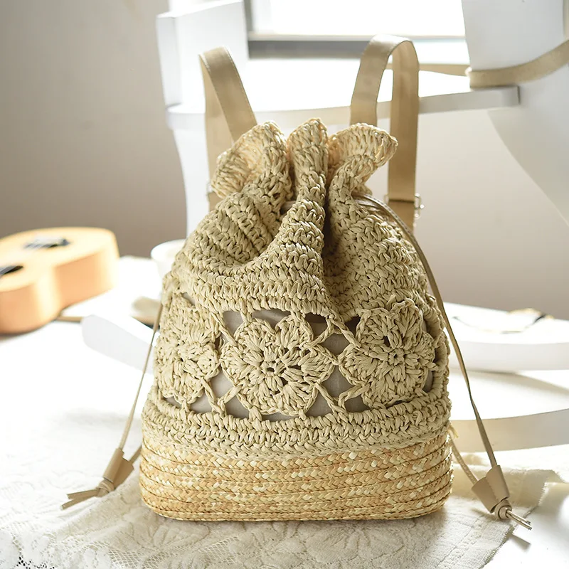 Летние кружевные плетеные соломенные пляжные сумки с завязками дизайнерский