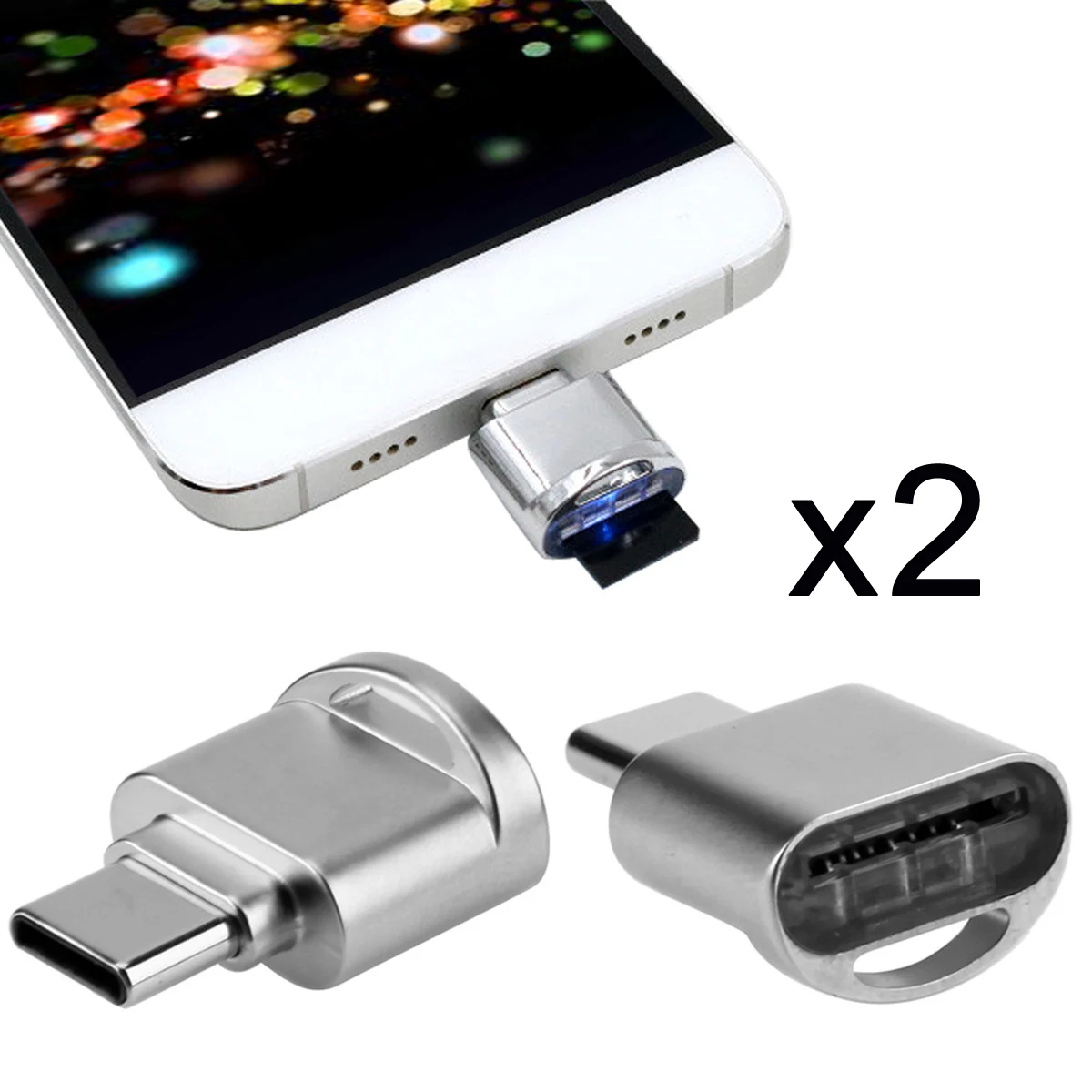 

CY 2 шт. USB 2.0 Type C USB-C-Micro SD SDXC TF кардридер адаптер для мобильного телефона