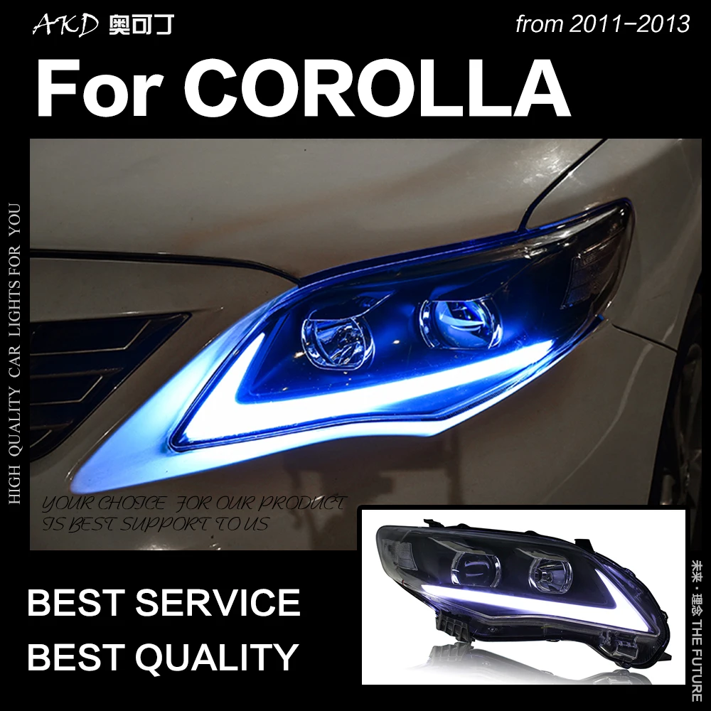 AKD автомобильный Стайлинг Головной фонарь для Toyota Corolla фары 2011-2013 Altis светодиодный фонарь светодиодный DRL Hid Bi Xenon авто аксессуары