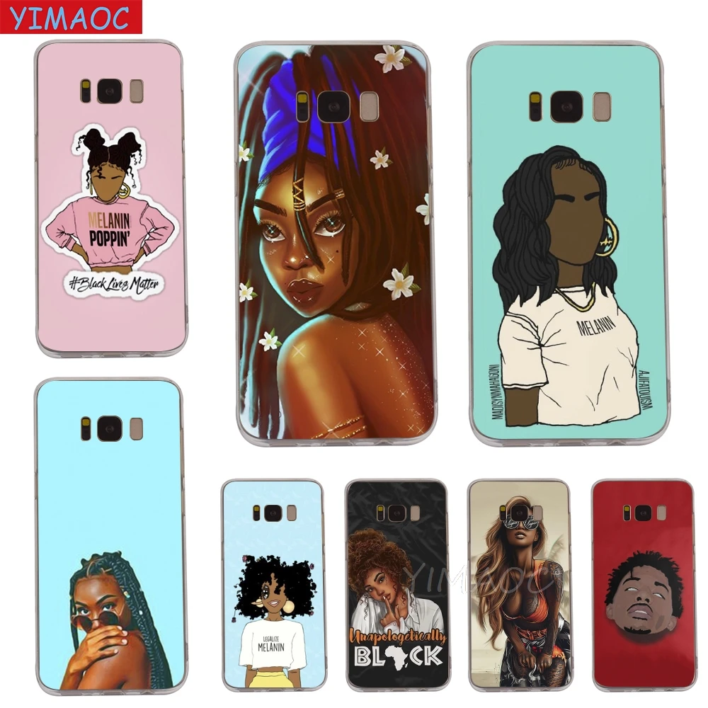 YIMAOC Melanin Poppin Aba Hip Hop Rapper Soft Case for Galaxy j3 j5 j6 j7 A5 2017 A6 A9 Note 8 9 S7 edge S8 S9 S10 Plus S10e |