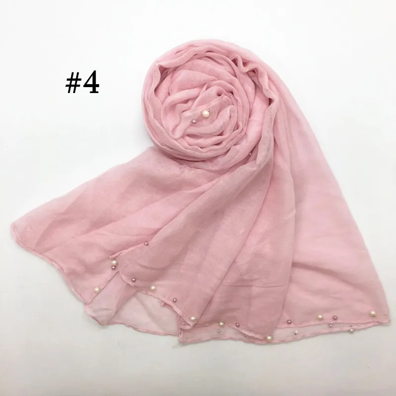 Новинка, Лидер продаж, простой Разноцветный жемчуг, hijabs, женская вискоза, однотонный шарф, красивый шарф, украшенный бисером, мусульманская голова, обертывания, элегантные 10 шт., быстрая