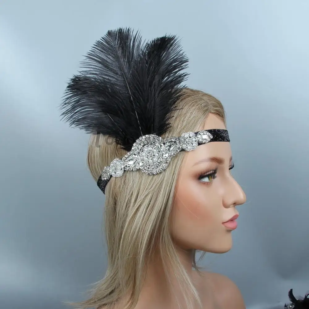 

Handmade Delicate Headband Chicken Feather Head Belt Crystal Rhinestone Bridal Headband Accessories
