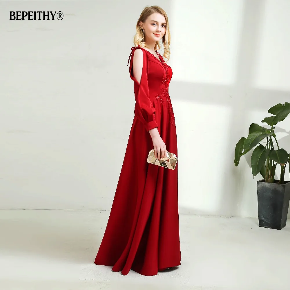 Модное длинное вечернее платье с длинными рукавами vestido de festa кружевное спереди сексуальное платье для выпускного вечера Vestidos Longo