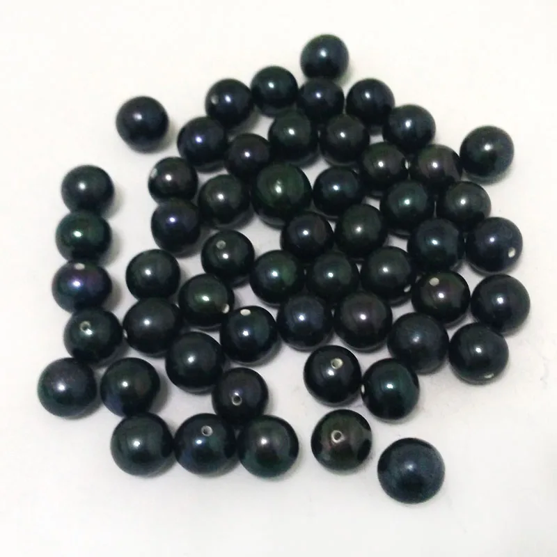 

7-8mm AA+ Half Drilled Black Natural Round Loose Pearl Beads for Pendent