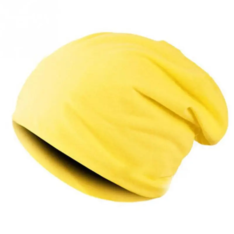 Yellow Унисекс, вязаная шапка для мужчин и женщин, одноцветная, зима, весна, лето, осень, вязаная шапка, повседневная, без карнизов, Кепка в стиле хип-хоп - Цвет: Yellow