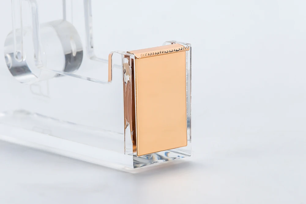 

Clear Gold Toned Acrylic Tape Dispenser - Fits 1 Inch Diameter Core Tape Desk kit tape dispenser