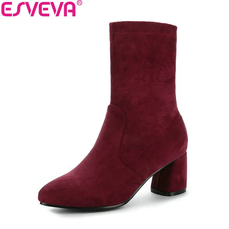 Женские сапоги до середины икры ESVEVA ботинки с острым носком на высоком