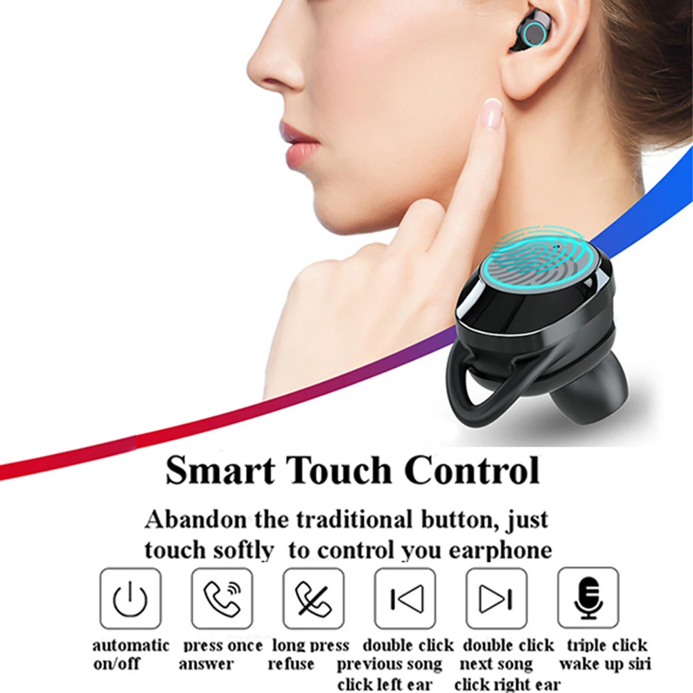 G02 светодиодный дисплей сенсорные наушники беспроводные Bluetooth стерео 3300 мАч